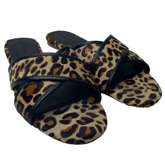 J. Crew Women’s Leather Leopard CrissCross Strap Sandals - Picture 8 of 9